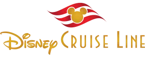 Disney Cruise Line logo with gold Mickey head and red swoosh design