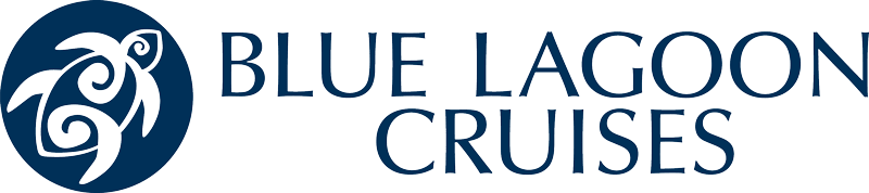 Blue Lagoon Cruises logo featuring stylized white spiral oceanic design