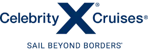 logo-celebrity Celebrity Cruises brand logo featuring the distinctive blue X mark with Sail Beyond Borders tagline