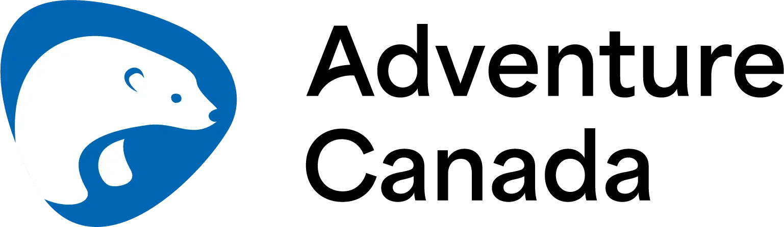 The official logo for Adventure Canada, featuring a stylized blue polar bear or arctic animal icon on the left side with the company name Adventure Canada displayed in bold black text on the right.