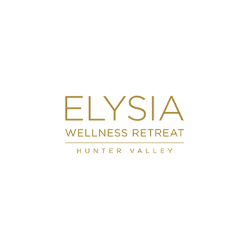 Elysia Wellness Retreat Hunter Valley logo in gold lettering