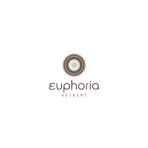 Euphoria Retreat logo with concentric circular design in coral and teal tones