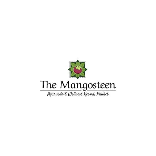 The Mangosteen Ayurveda & Wellness Resort Phuket logo with green leaf and red fruit emblem