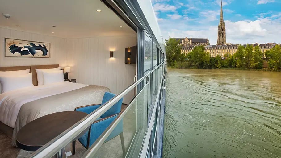 Avalon Waterways Suite Ship cruising along a European river