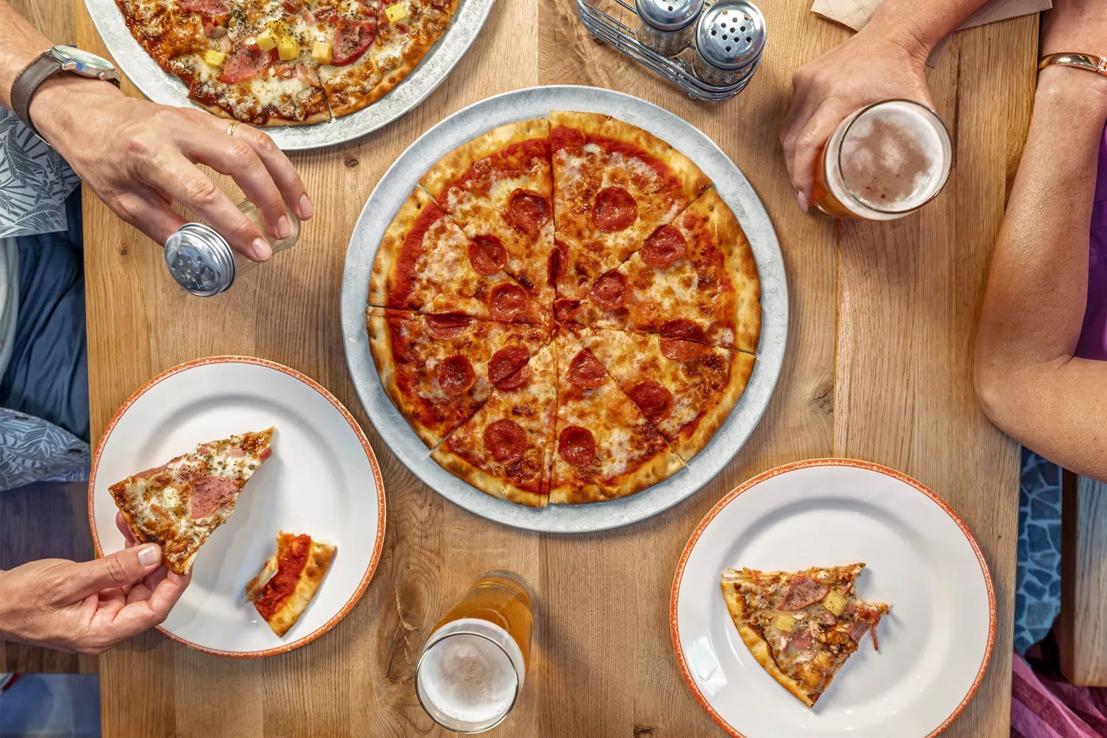 Pepperoni pizza and slices at Sorrento's Pizza