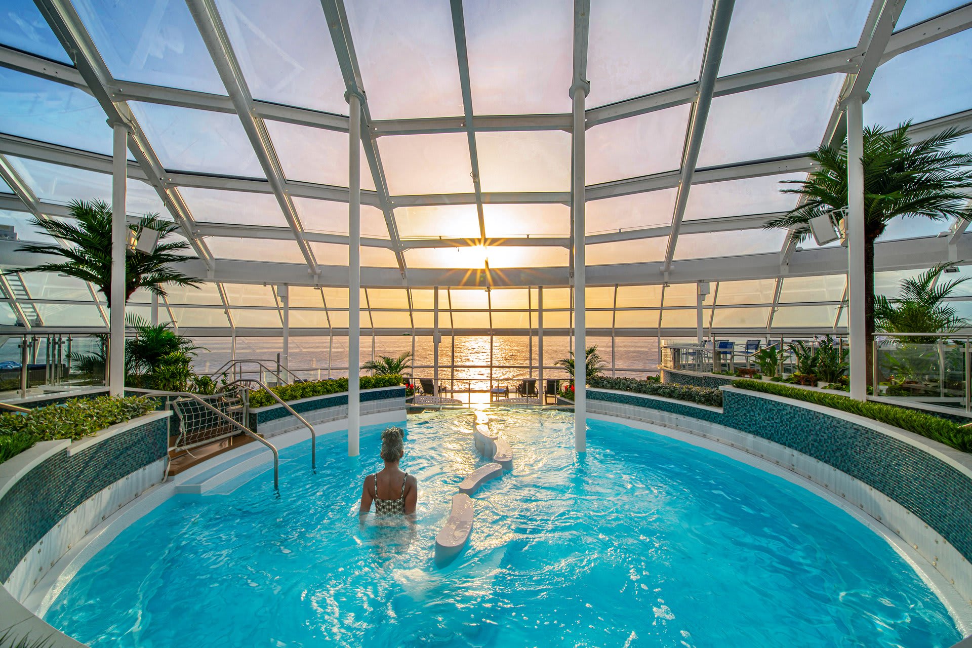 Royal Caribbean Solarium Whirlpool Sunset The Solarium on Quantum of the Seas