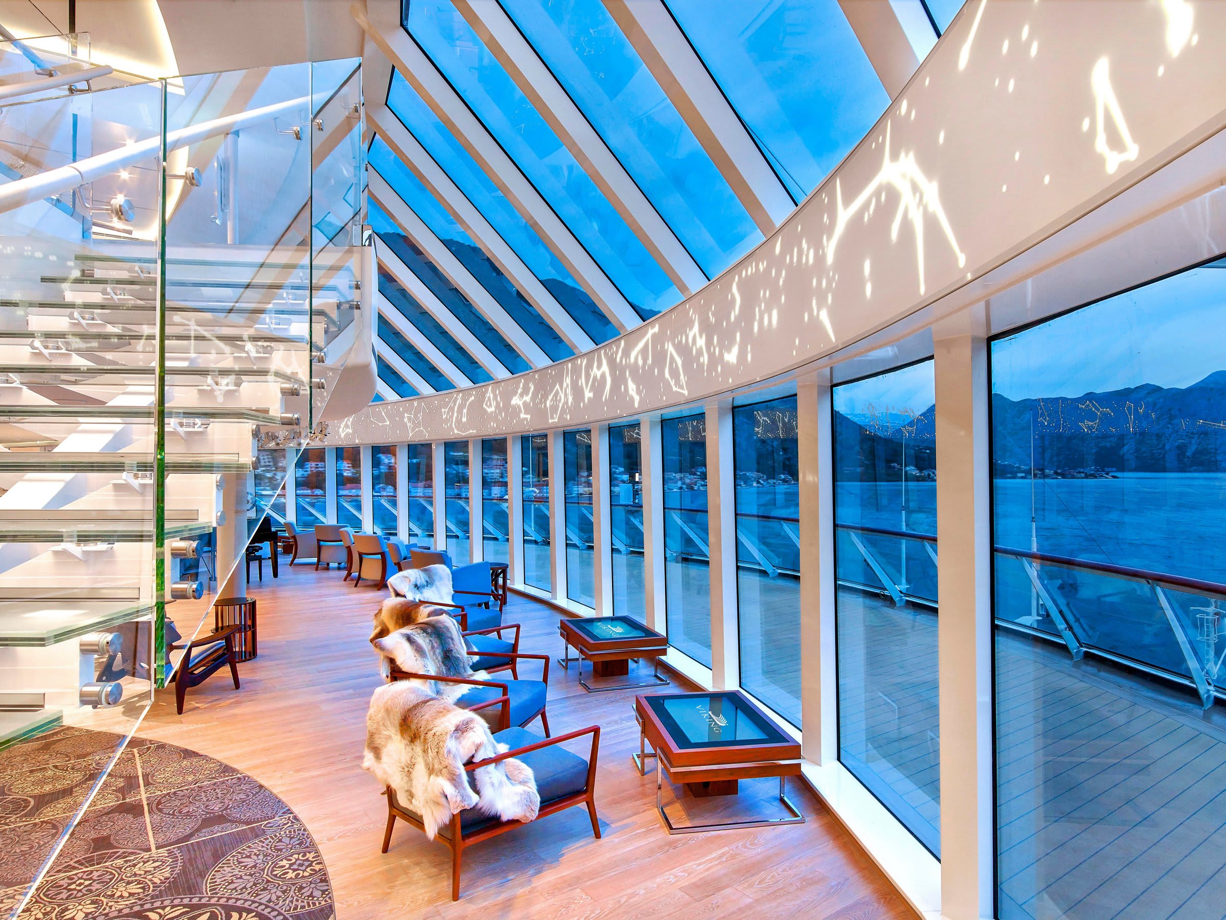 Explorers' Lounge on Viking Ocean Ships