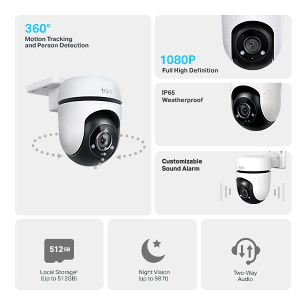 กล้องวงจรปิด TP-Link Outdoor Pan/Tilt Security WiFi Camera Tapo C500  Security Camera