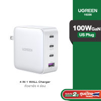 อแดปเตอร์ UGREEN Wall Charger 100W USB Port*1+ PD*3 GaN Tech Fast Charger (white, US Plug) Adapter