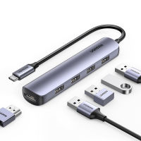 ตัวแปลง UGREEN USB-C to USB 3.0*4 + HDMI Hub (Slim, Alu Gray) 20197 (2Y)