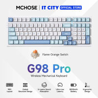 คีย์บอร์ดเกมมิ่ง MCHOSE GAMING KEYBOARD TRI-MODE G98 PRO FLAME ORANGE LINEAR-SW BLUE SIZE 98% Gaming Keyboard