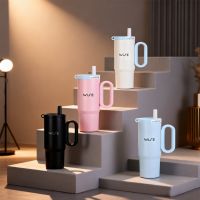 WISE STAINLESS MUG แก้วน้ำสแตนเลส 316 ขนาด 750 มล. (คละสี) แก้วเก็บอุณหภูมิ มีหลอดดูด (WIM-000012)