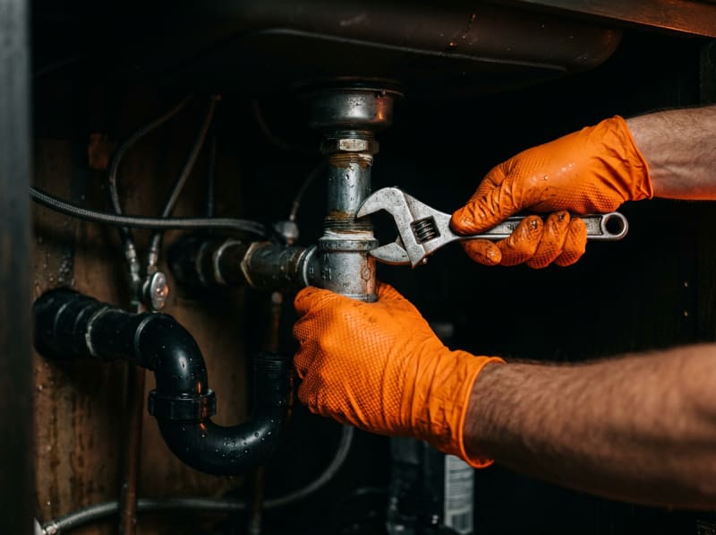 Gloved hands tightening a pipe