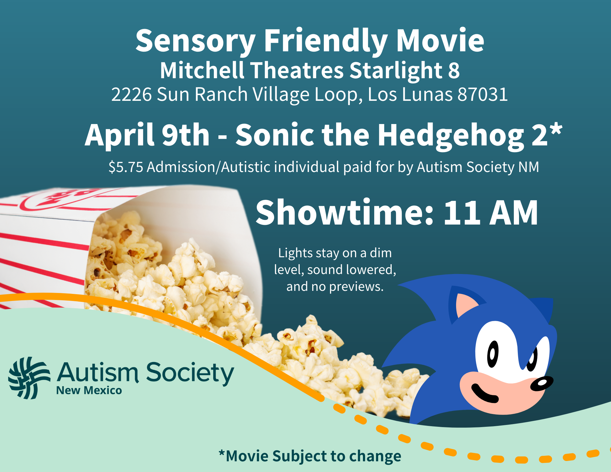 LOS LUNAS - Sensory Friendly Movie - Sonic the Hedgehog 2 Image