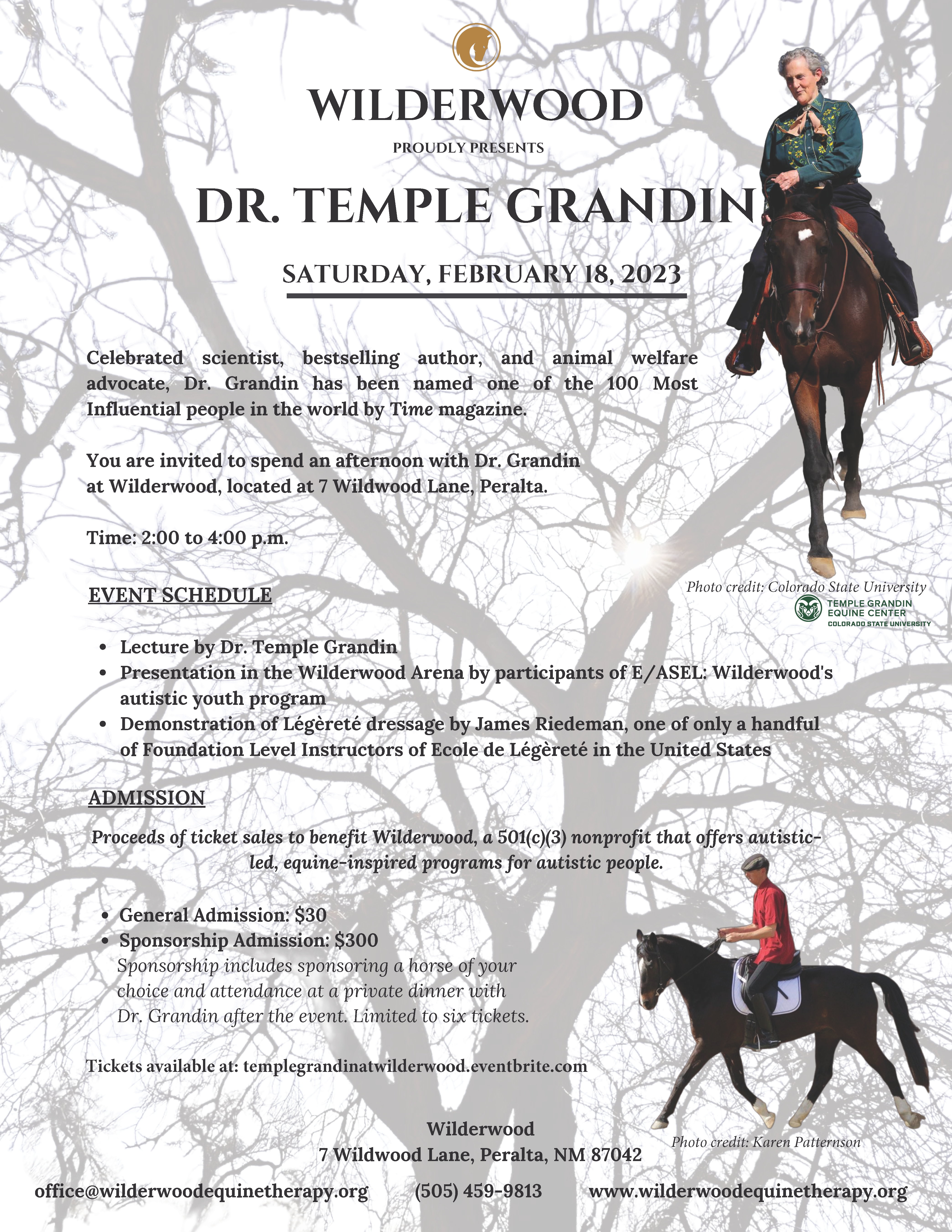 PERALTA: Dr. Temple Grandin Lecture at Wilderwood Image