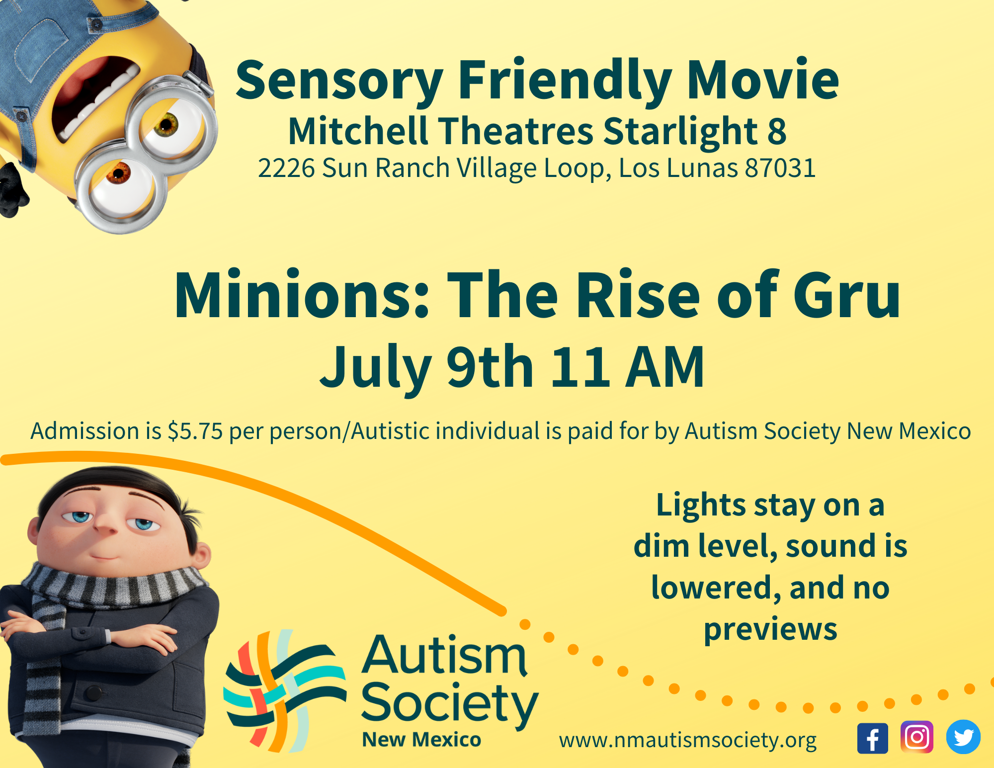 LOS LUNAS - Sensory Friendly Movie - Minions: The Rise of Gru Image