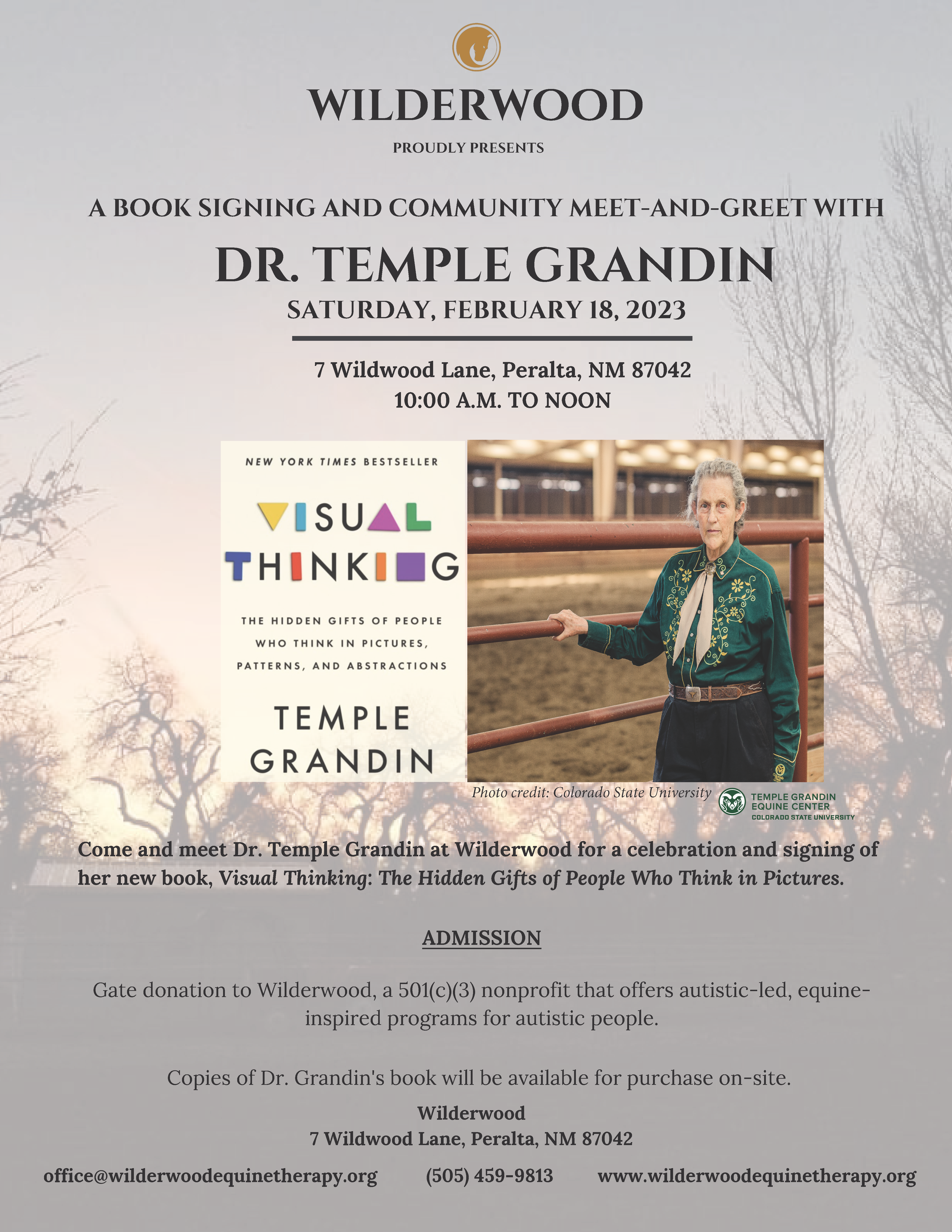 PERALTA: Book Signing with Dr. Temple Grandin at Wilderwood Image