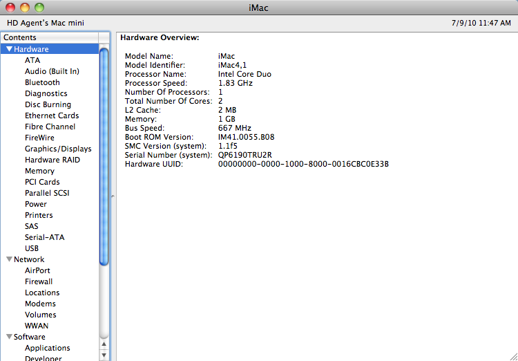 Mac system report
