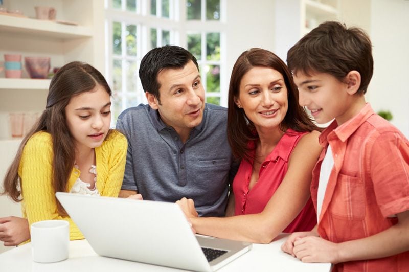 family enjoying laptop desktop laptop repair Madison WI
