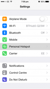 hotspot set up on iphone