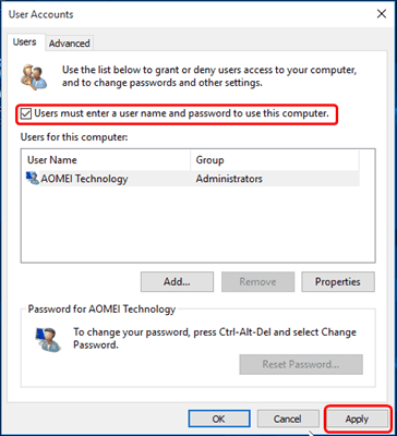 Login password in Windows 10