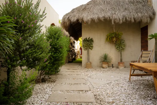 Cabaña de la Villa Noyollo, con diseño rústico.