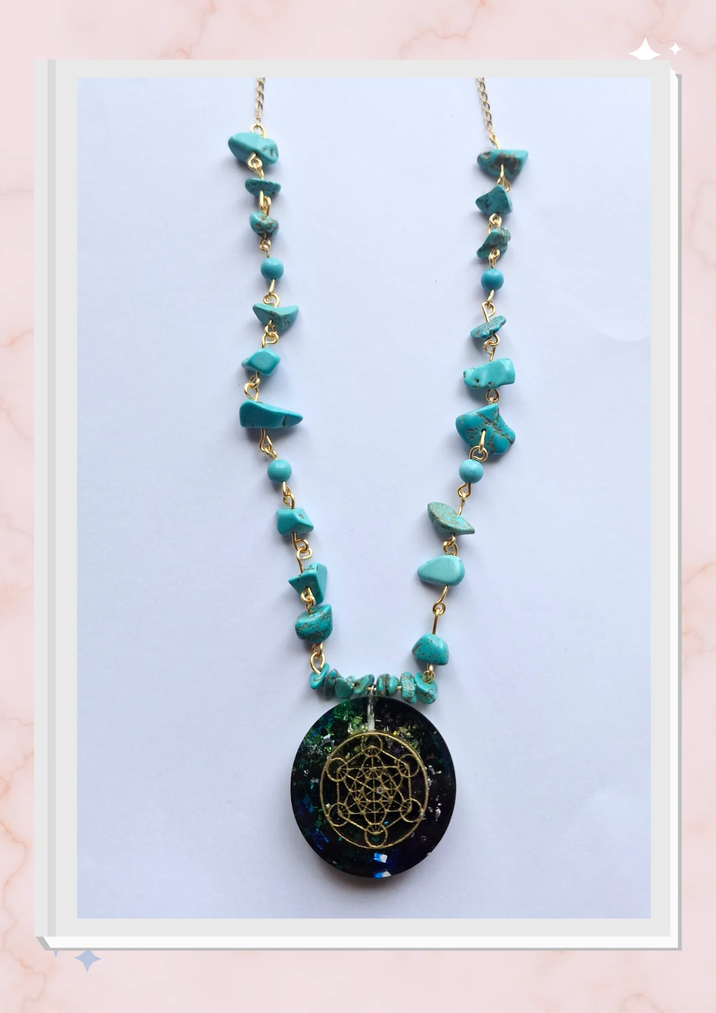 Collar Cubo de Metatrón, Turquesa