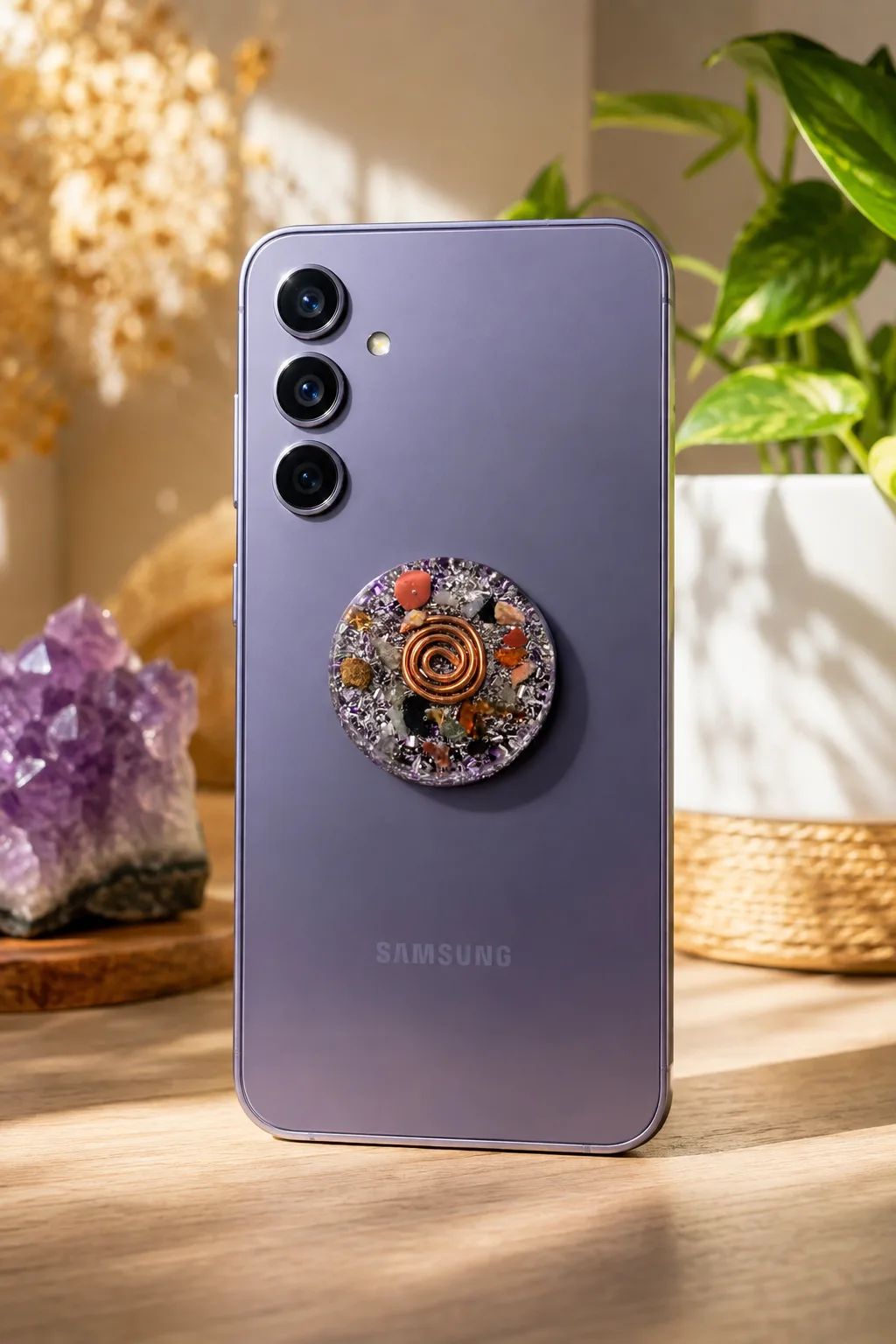Orgonita grande para celular, Violeta claro