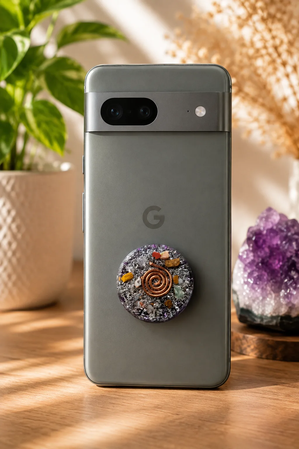 Orgonita grande para celular, Gris