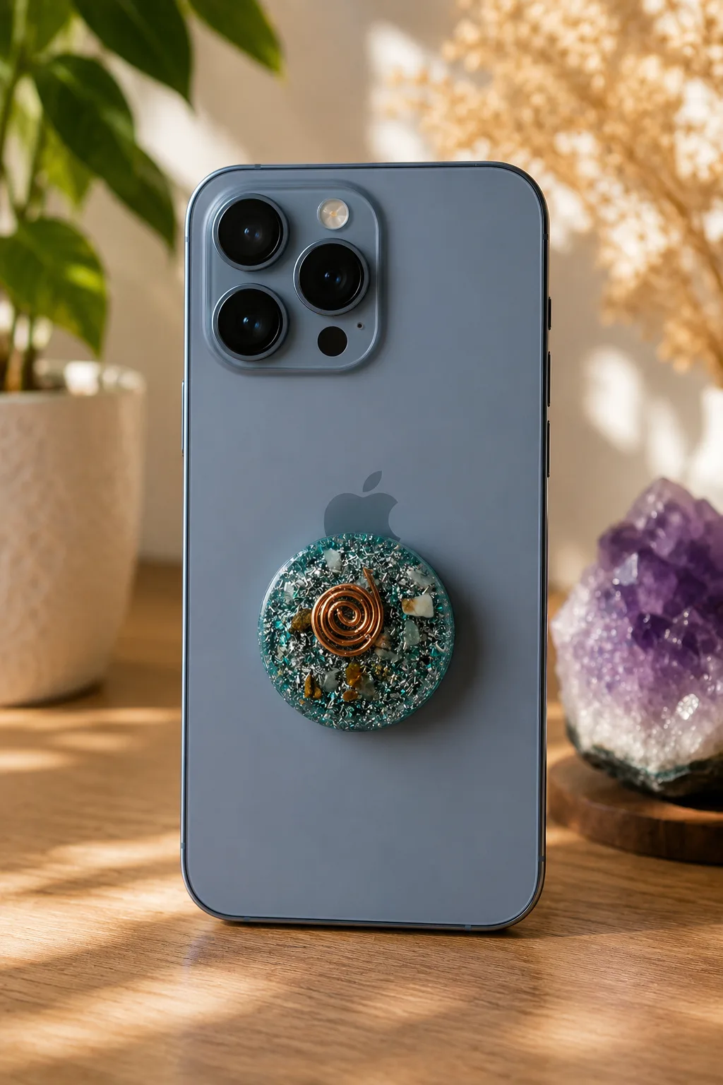 Orgonita grande para celular, Verde