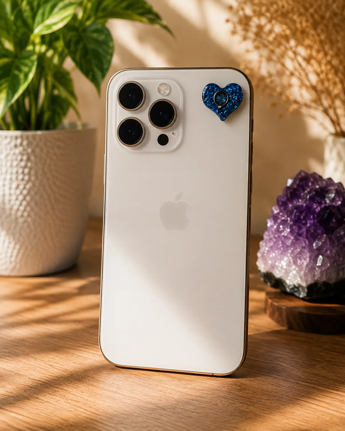 Orgonita pequeña para celular, Corazón Azul