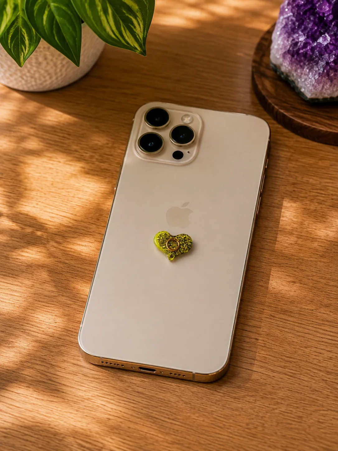 Orgonita pequeña para celular, Corazón Amarillo