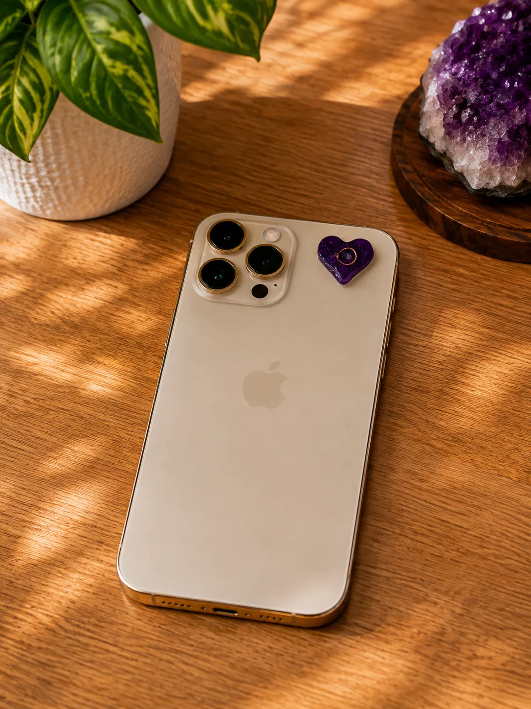 Orgonita pequeña para celular, Corazón Violeta