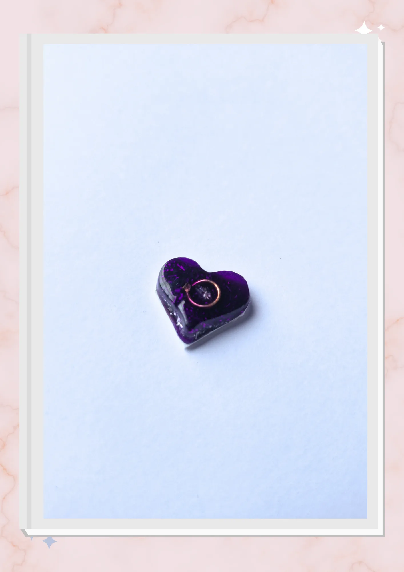 Orgonita pequeña para celular, Corazón Violeta