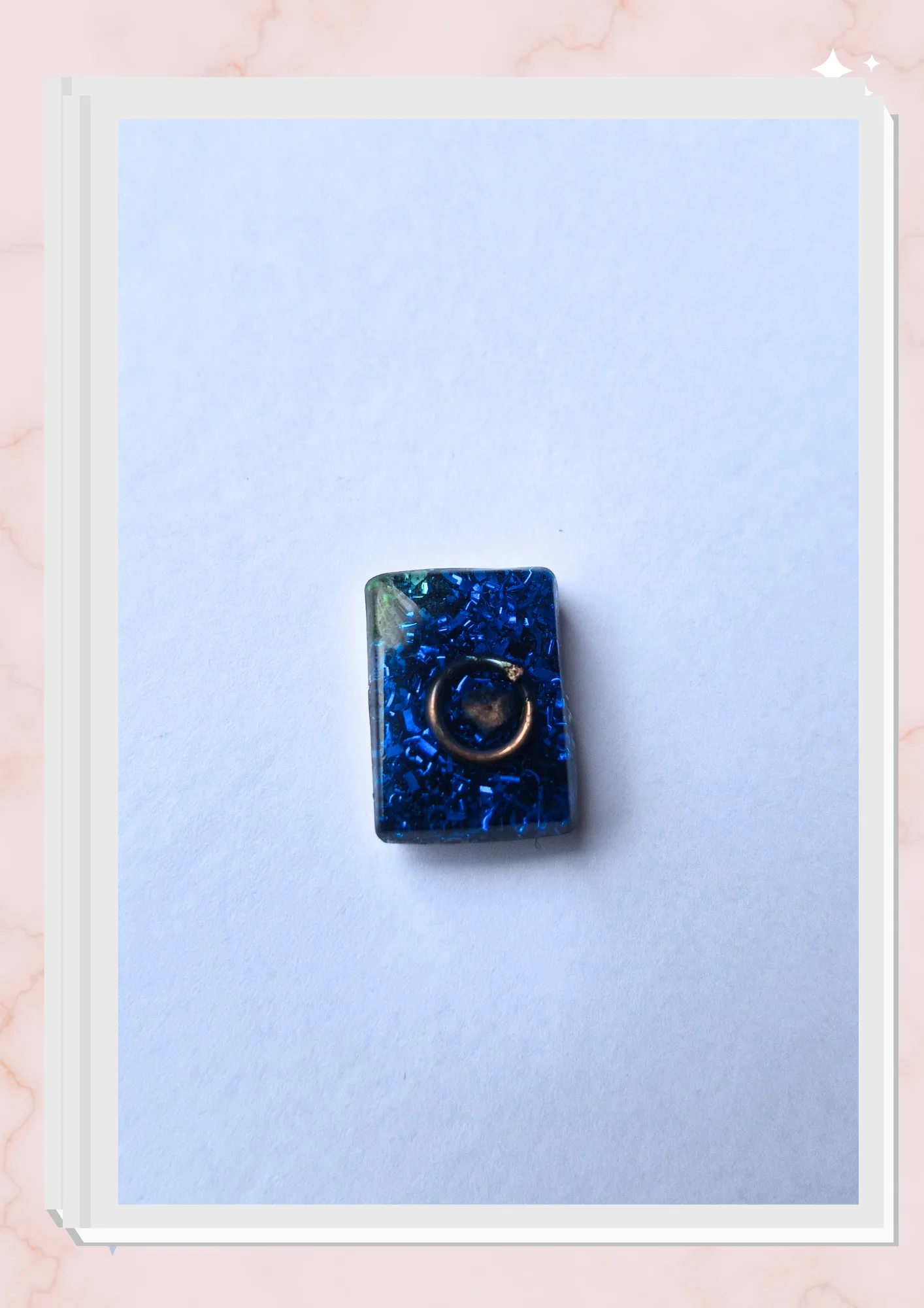 Orgonita pequeña para celular, Rectangular Azul