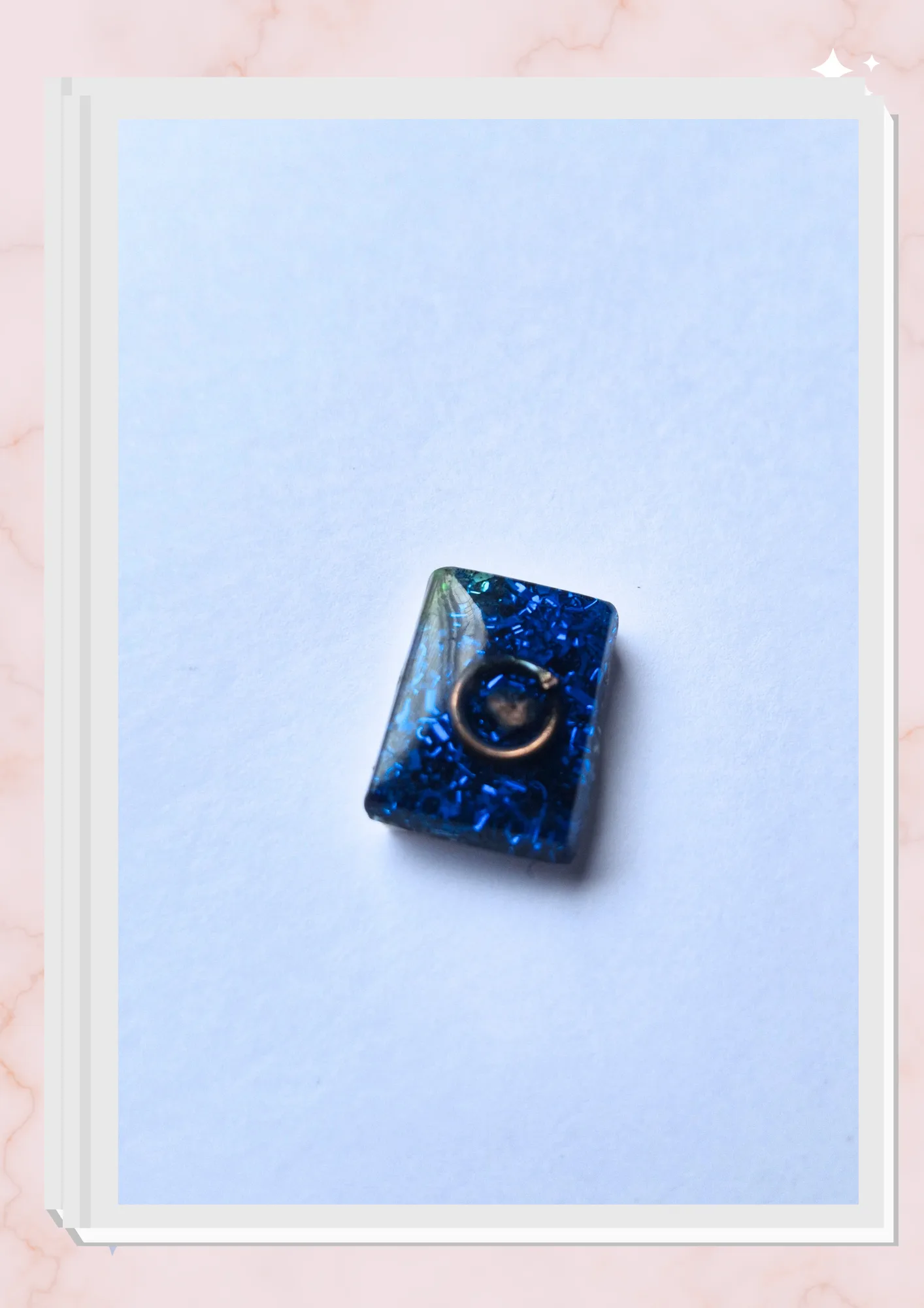 Orgonita pequeña para celular, Rectangular Azul