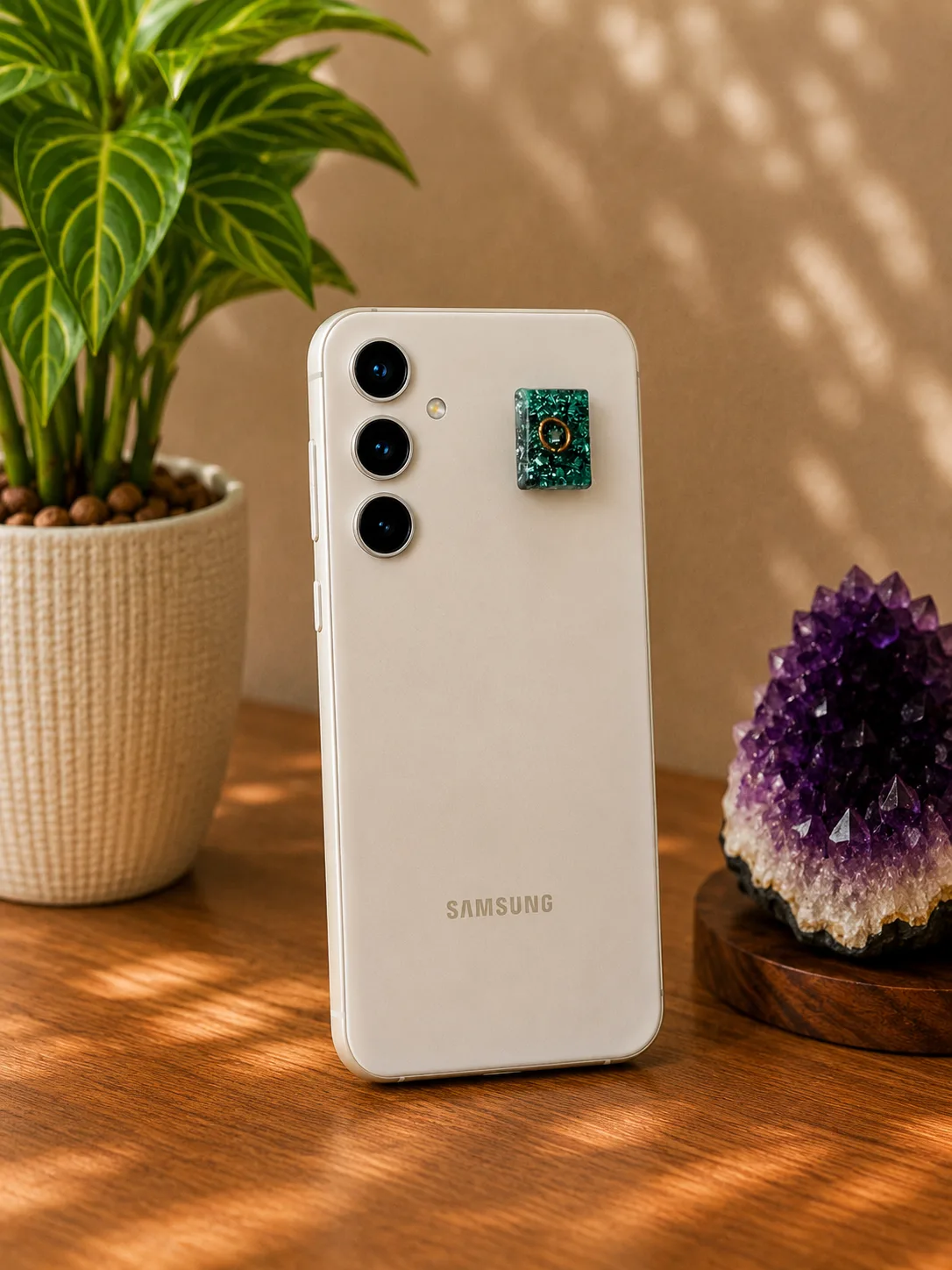 Orgonita pequeña para celular, Rectangular Verde