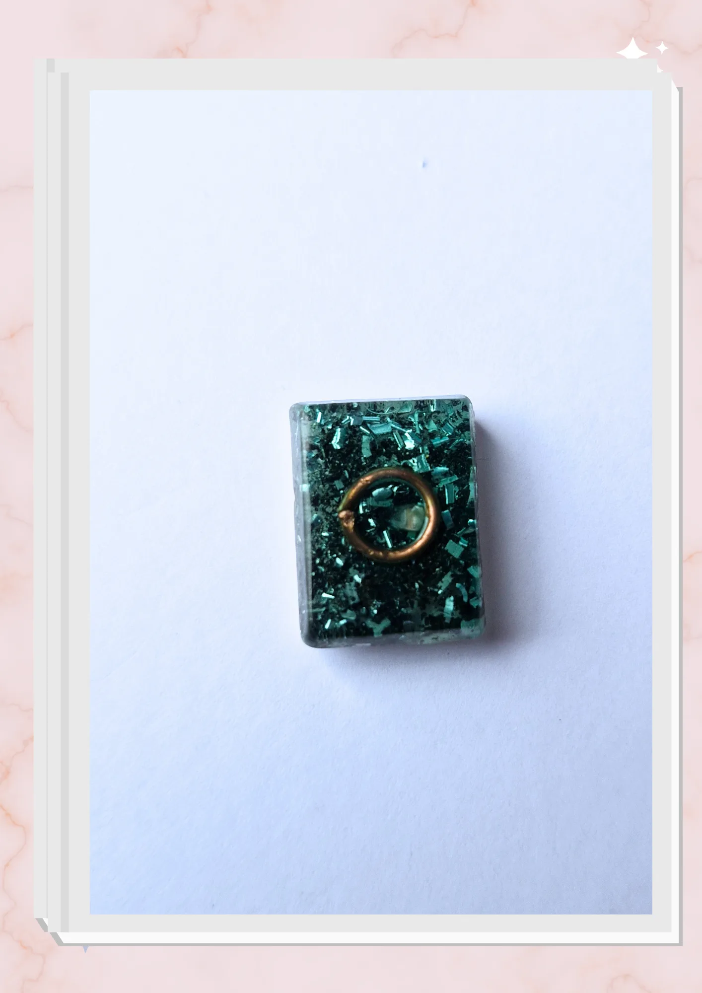 Orgonita pequeña para celular, Rectangular Verde
