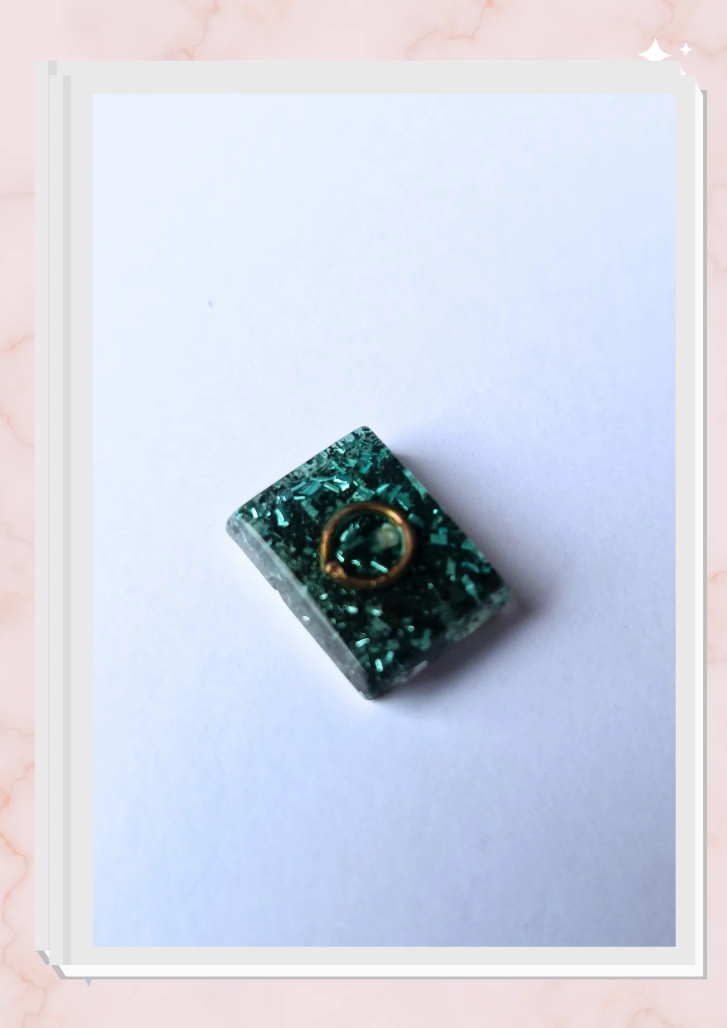 Orgonita pequeña para celular, Rectangular Verde
