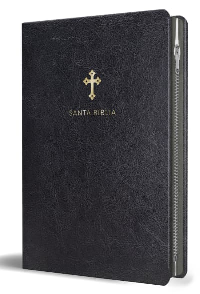 Biblia Reina Valera 1960 Tamaño grande, letra grande piel negra con cremallera /  Spanish Holy Bible RVR 1960 Large Size Large Print Black Leather with Zipper by Reina Valera Revisada 1960