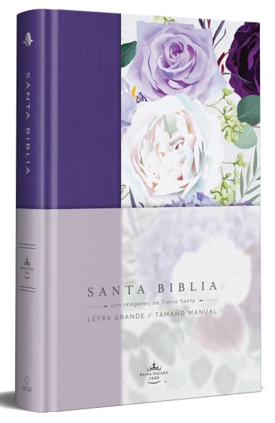 Biblia RVR1960 letra grande Tapa dura y tela moradacon flores tamaño manual / Sp anish Bible RVR 1960 Handy Size Large Print Hardcover Cloth with Purple Floral by Reina Valera Revisada 1960