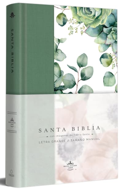 Biblia RVR 1960 letra grande Tapa dura y tela verde con flores tamaño manual / B ible RVR 1960 Handy Size Large Print Hardcover Cloth with Green Floral by Reina Valera Revisada 1960