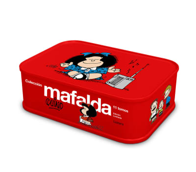 11 tomos de MAFALDA en una lata roja (Edición limitada) / 11 Mafalda&#039;s titles in  a red can (Limited Edition) by Quino