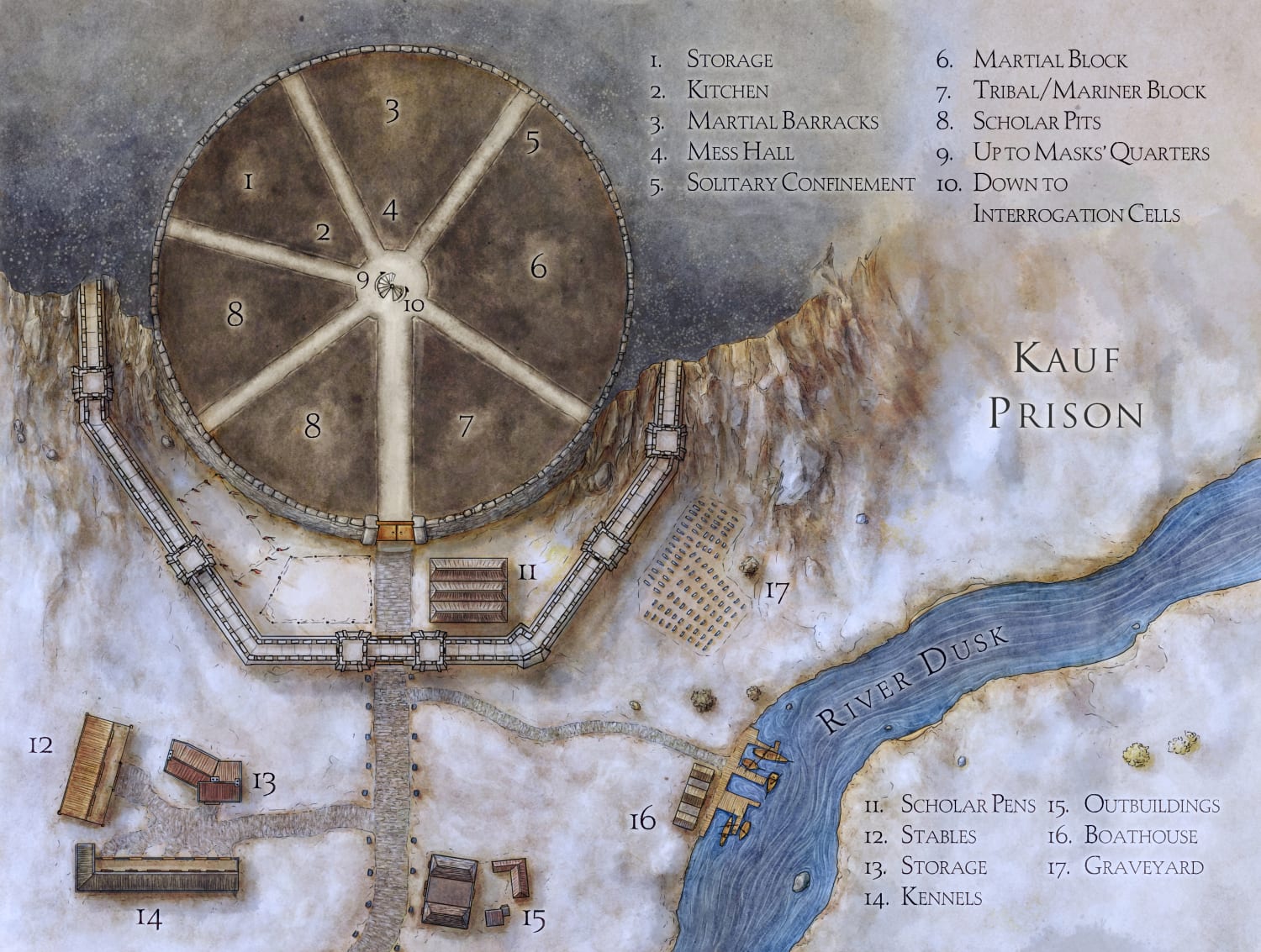 A Map of Kauf Prison from An Ember in the Ashes series