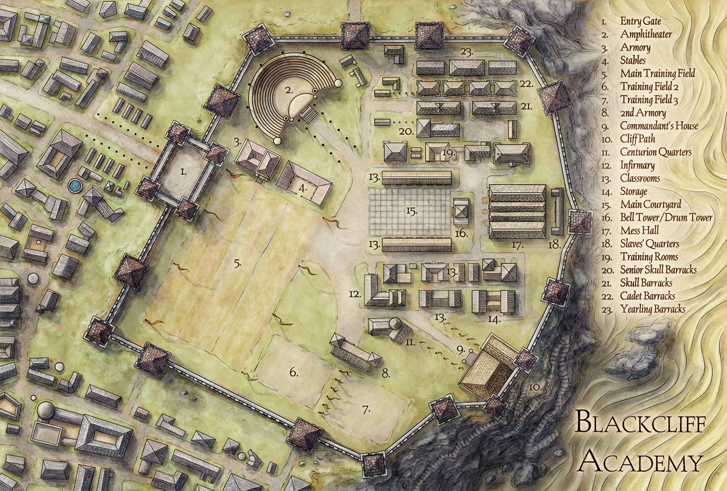 Map of Blackcliff Academy from An Ember in the Ashes series