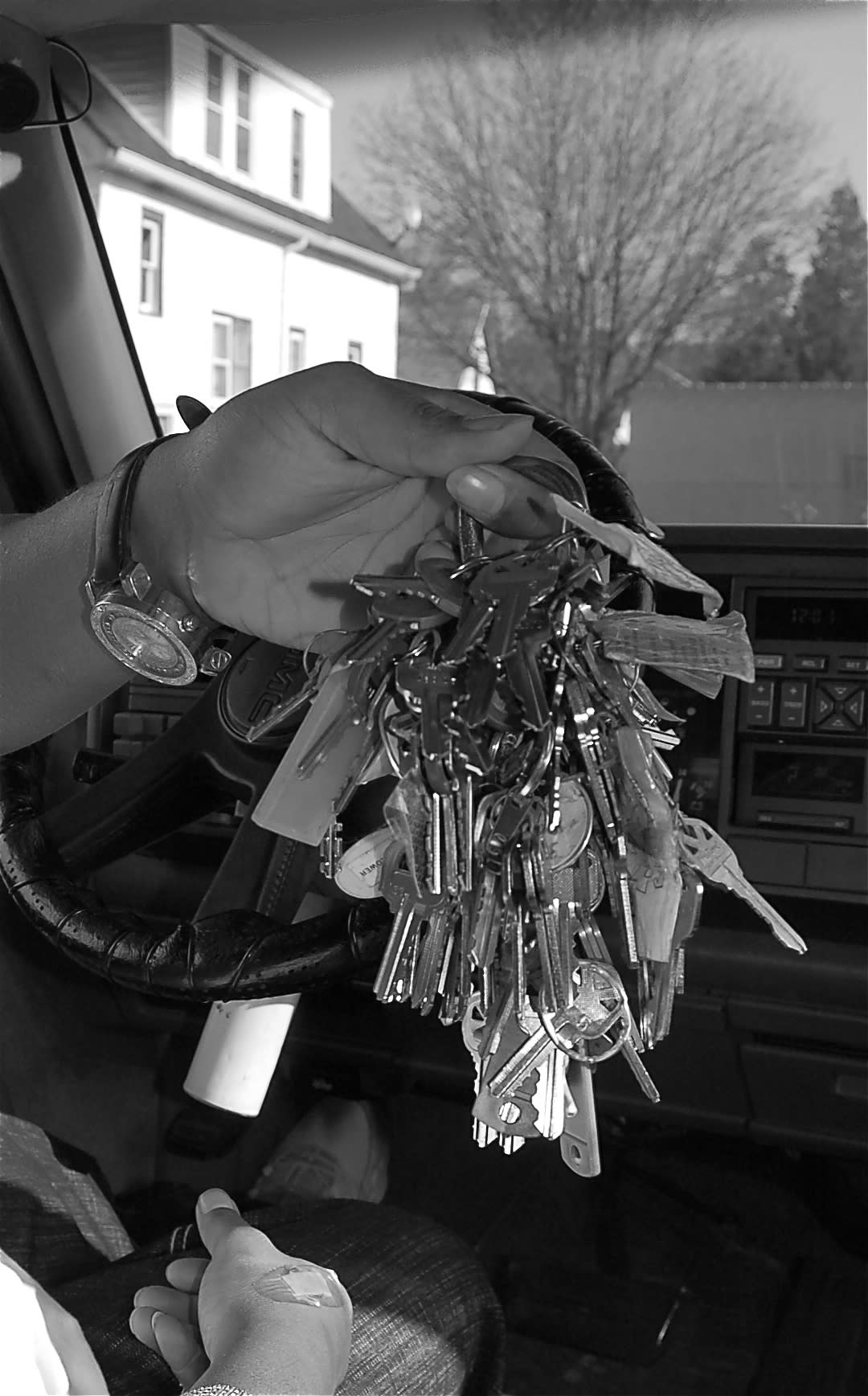 A keychain full of many keys