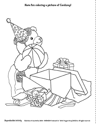 Color a picture of Corduroy in this activity