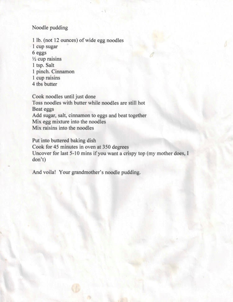 A kugel recipe