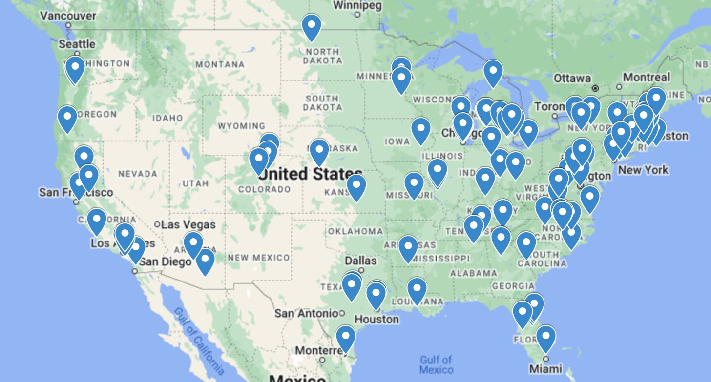 Map of participating stores for the Under the Oak Tree preorder campaign