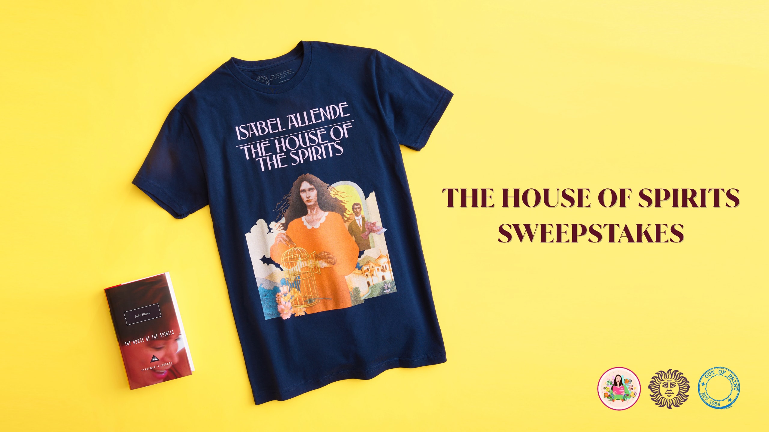 The House of Spirits Sweepstakes with book cover and t-shirt